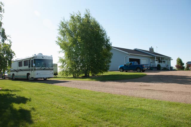 Parked at the Sharpes' home