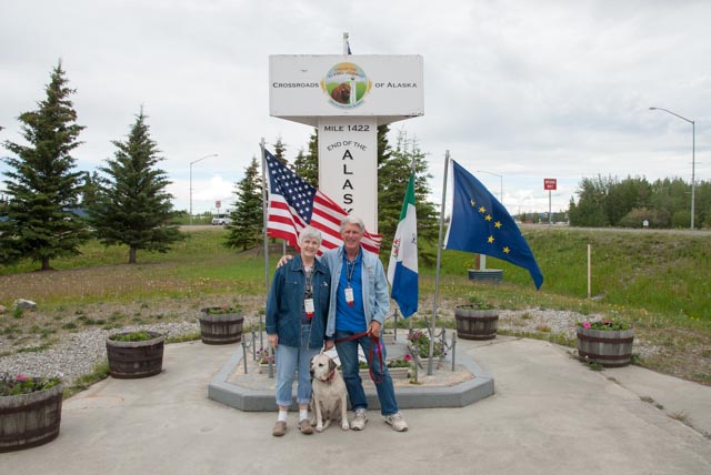 At the official end of the Alaska Highway
