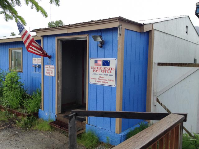 The post office at Coldfoot, like most "improvements" there, is built for utility rather than beauty.