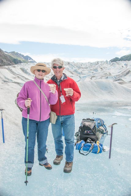 Dave and Marilyn enjoy a champagne toast to celebrate our adventure.