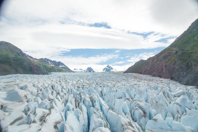 This is the view "up" the glacier toward the mountains when it came.