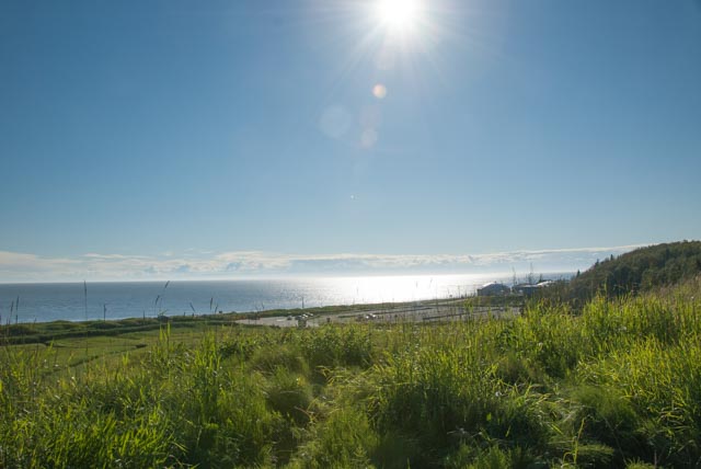 From the bluff near our campground, one can see than mountains across the Cook Inlet. The sun was still high late in the summer day.