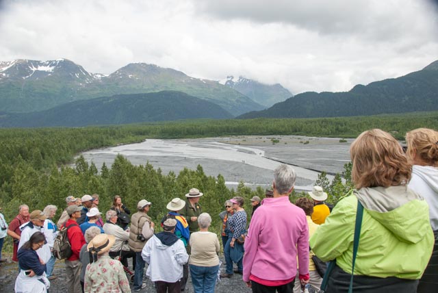 Ranger Tom held several classes along our guided hike to the Exit Glacier in Kenai Fjords National Park. Here we look out over river beds and forests that were covered by the glacier 200 years ago.