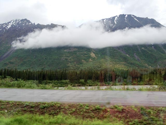 Clouds hanging among the mountains